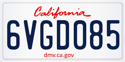 CA license plate 6VGD085