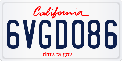 CA license plate 6VGD086