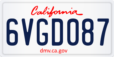 CA license plate 6VGD087