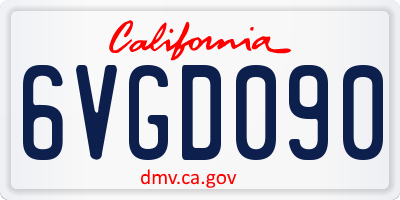 CA license plate 6VGD090