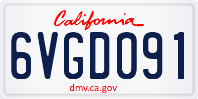 CA license plate 6VGD091
