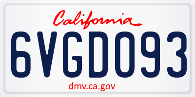 CA license plate 6VGD093