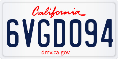 CA license plate 6VGD094