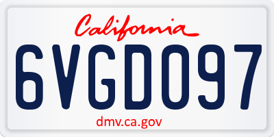 CA license plate 6VGD097