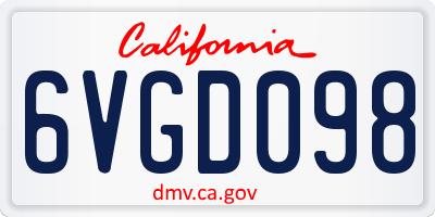 CA license plate 6VGD098