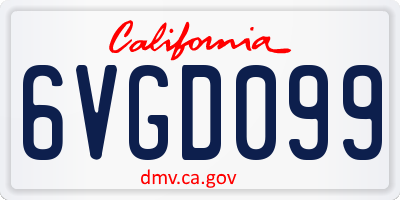 CA license plate 6VGD099