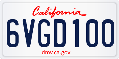 CA license plate 6VGD100