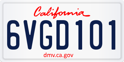 CA license plate 6VGD101