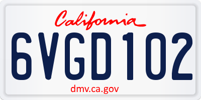 CA license plate 6VGD102