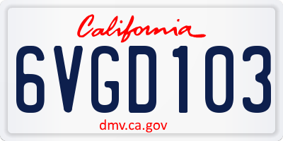 CA license plate 6VGD103