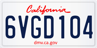 CA license plate 6VGD104