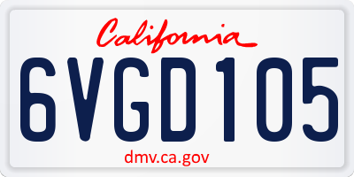 CA license plate 6VGD105