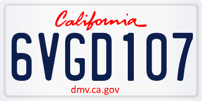 CA license plate 6VGD107