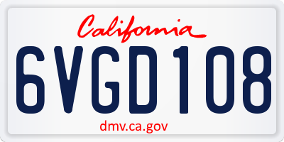 CA license plate 6VGD108