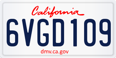 CA license plate 6VGD109