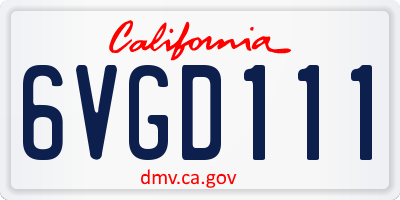 CA license plate 6VGD111