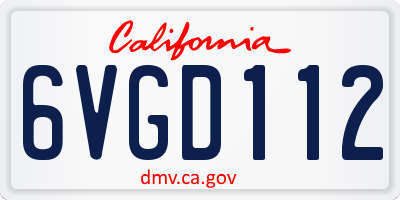 CA license plate 6VGD112