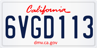 CA license plate 6VGD113