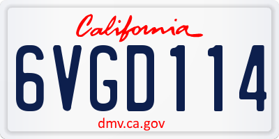 CA license plate 6VGD114