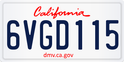 CA license plate 6VGD115