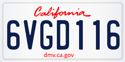 CA license plate 6VGD116