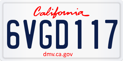 CA license plate 6VGD117