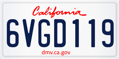 CA license plate 6VGD119