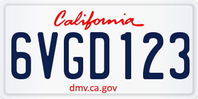 CA license plate 6VGD123