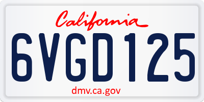 CA license plate 6VGD125