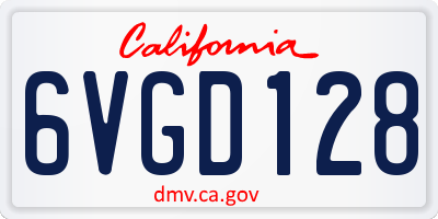 CA license plate 6VGD128