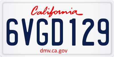 CA license plate 6VGD129