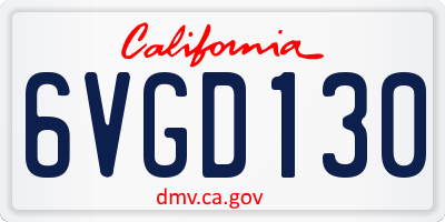 CA license plate 6VGD130