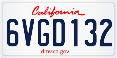 CA license plate 6VGD132