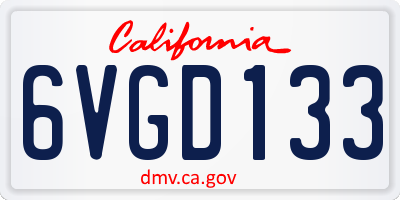 CA license plate 6VGD133