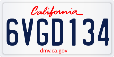 CA license plate 6VGD134