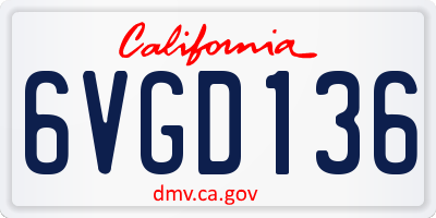 CA license plate 6VGD136