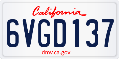 CA license plate 6VGD137