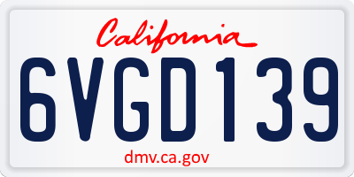 CA license plate 6VGD139