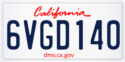 CA license plate 6VGD140