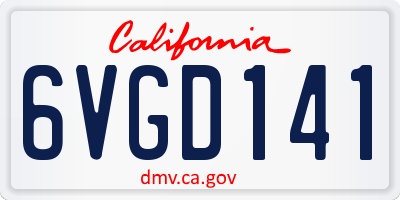CA license plate 6VGD141