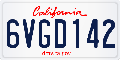 CA license plate 6VGD142