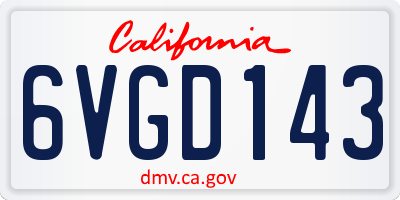 CA license plate 6VGD143
