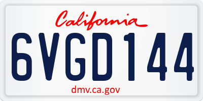 CA license plate 6VGD144