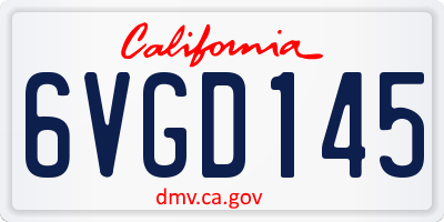 CA license plate 6VGD145
