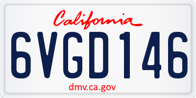 CA license plate 6VGD146