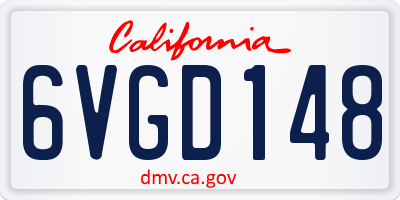 CA license plate 6VGD148