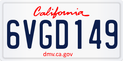 CA license plate 6VGD149