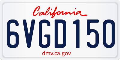 CA license plate 6VGD150