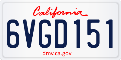 CA license plate 6VGD151