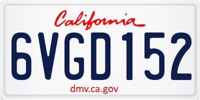 CA license plate 6VGD152
